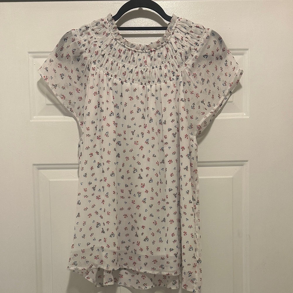 LOFT White Floral Blouse
